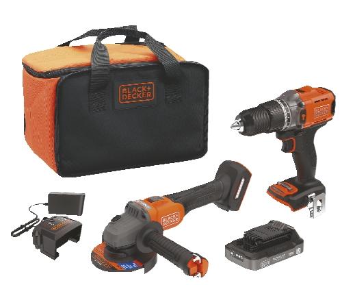 Příklepová vrtačka 18 V + úhlová bruska 115 mm, 1 KS