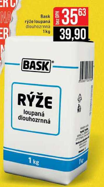Bask rýže loupaná dlouhozrnná 1kg