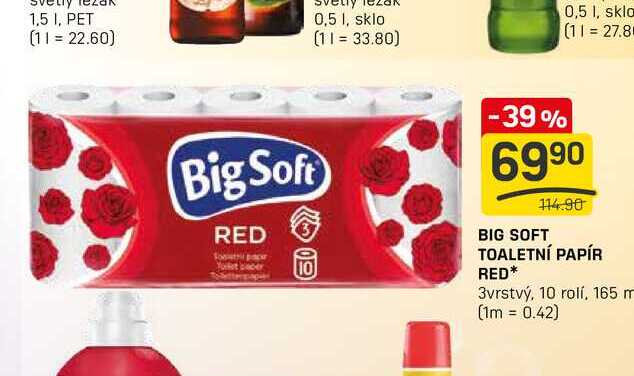 BIG SOFT TOALETNÍ PAPÍR RED 3vrstvý, 10 rolí