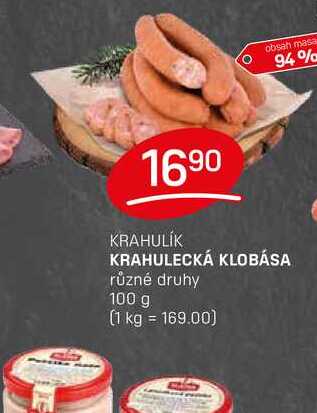 KRAHULECKÁ KLOBÁSA různé druhy 100 g