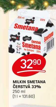 MILKIN SMETANA ČERSTVÁ 33% 250 ml v akci