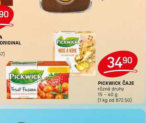 PICKWICK ČAJE různé druhy 15 - 40 g