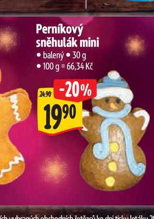 Perníkový sněhulák mini balený 30 g