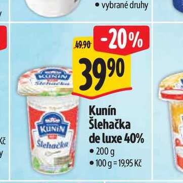   Kunín Šlehačka de luxe 40% 200 g