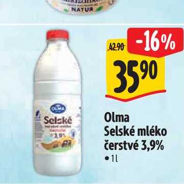   Olma Selské mléko čerstvé 3,9%  1 l