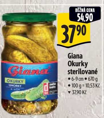 Giana Okurky sterilované 6-9 cm 670 g