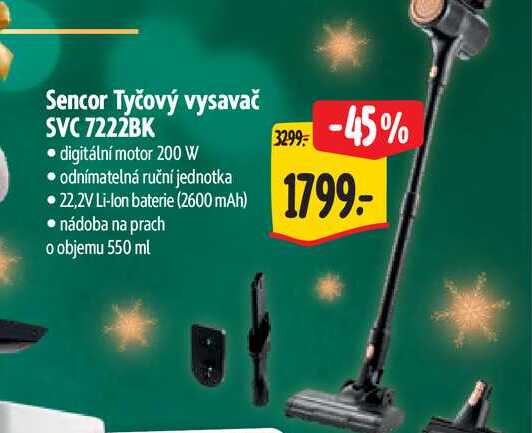 Sencor Tyčový vysavač SVC 7222BK  