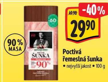 Poctivá řemeslná šunka, 100 g