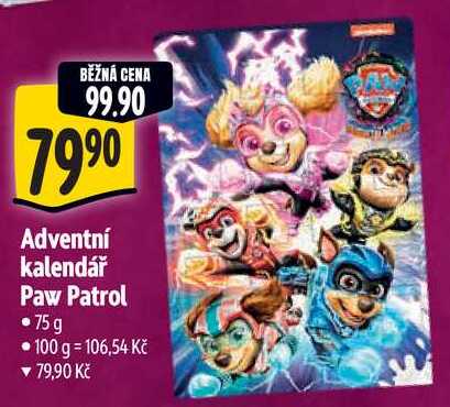 Adventní kalendář Paw Patrol, 75 g