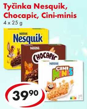 Tyčinka Nesquik, Chocapic, Cini-minis, 4x 25 g
