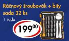 Ráčnový šroubovák + bity sada, 32 ks