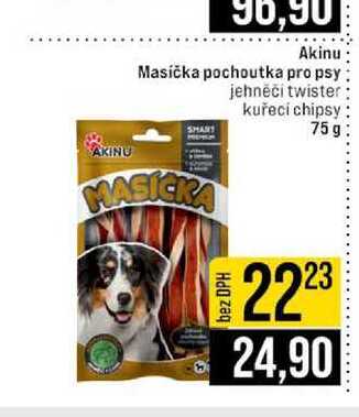 Akinu Masička pochoutka pro psy jehněči twister kuřecí chipsy 75g