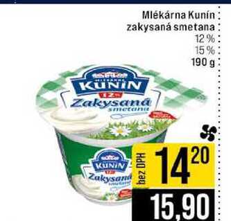 Mlékárna Kunín zakysaná smetana 12% 15% 190 g