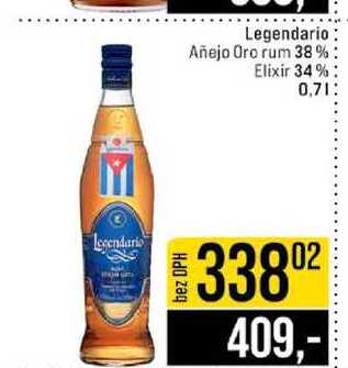 Legendario Añejo Oro rum 38% Elixir 34% 0,7l