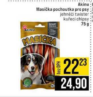 Akinu Masička pochoutka pro psy jehněčí twister kuřecí chipsy 75g
