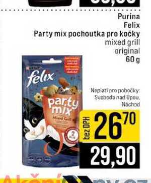 Purina Felix Party mix pochoutka pro kočky mixed grill original 60g 