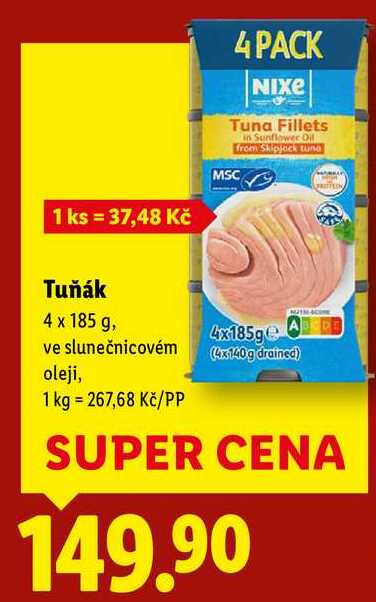 Tuňák, 4x 185 g