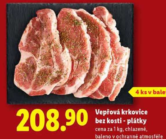 Vepřová krkovice bez kosti - plátky, cena za 1 kg