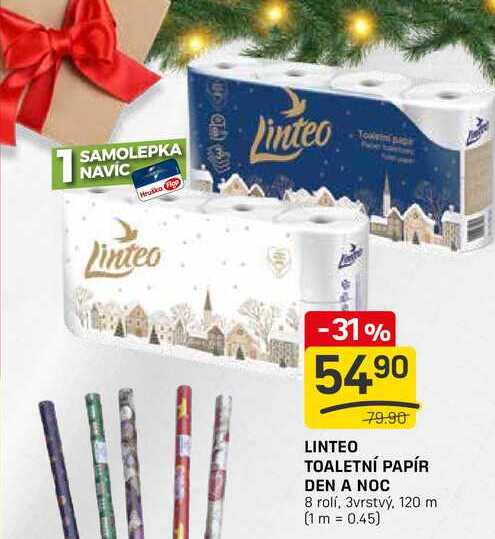 LINTEO TOALETNÍ PAPÍR DEN A NOC 8 rolí, 3vrstvý
