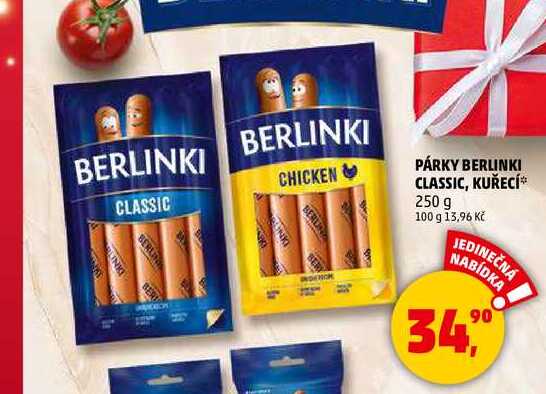 PÁRKY BERLINKI CLASSIC, KUŘECÍ, 250 g