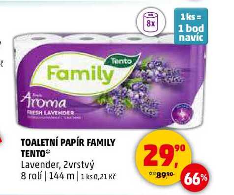 TOALETNÍ PAPÍR FAMILY TENTO Lavender, 2vrstvý, 8 rolí