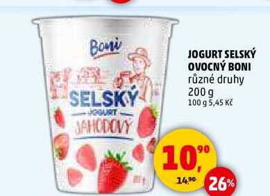 JOGURT SELSKÝ OVOCNÝ BONI, 200 g 