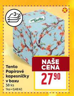 Tento Papírové kapesníčky v boxu 58 ks 