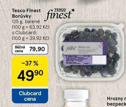 Tesco Finest Borůvky, 125 g, balené 