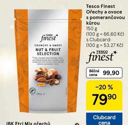 Tesco Finest Ořechy a ovoce s pomerančovou kůrou, 150 g 