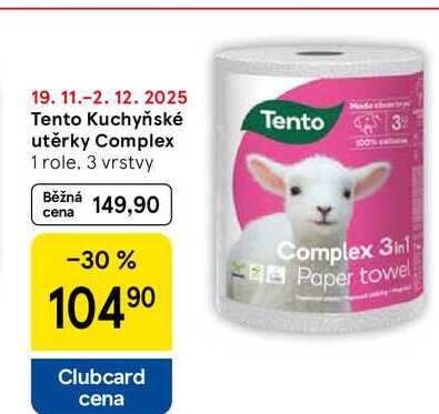 Tento kuchyňské utěrky Complex, 1 role. 3 vrstvy