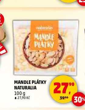 MANDLE PLÁTKY NATURALIA, 100 g 