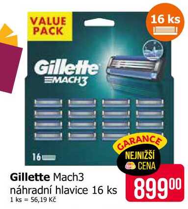Gillette Mach3  náhradní hlavice 16 ks