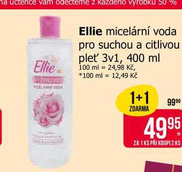 Ellie micelární voda pro suchou a citlivou plet 3v1, 400 ml