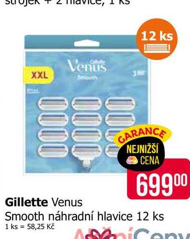 Gillette Venus Smooth náhradní hlavice 12 ks