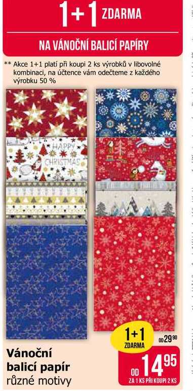 Vánoční balicí papír různé motivy