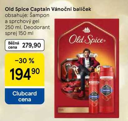 Old Spice Captain Vánoční balíček obsahuje: Šampon a sprchový gel 250 ml. Deodorant sprej 150 ml 