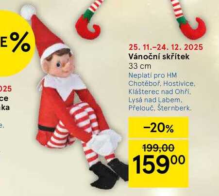 Vánoční skřítek 33 cm 