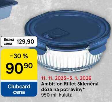 Ambition Rillet Skleněná dóza na potraviny, 950 ml. kulatá 