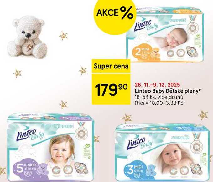 Linteo Baby Dětské pleny, 18-54 ks, více druhů