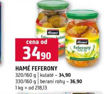 HAMÉ FEFERONY 320/160 g kulaté Hamed Feferony 330/160 g berani rohy
