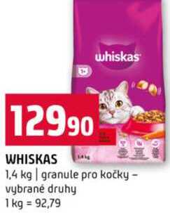 WHISKAS 1,4 kg granule pro kočky vybrané druhy