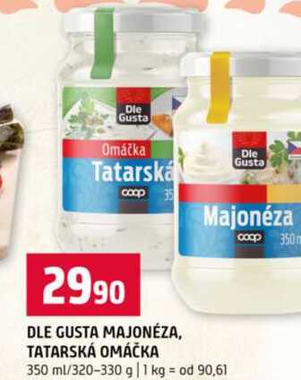 DLE GUSTA MAJONÉZA, TATARSKÁ OMÁČKA 350 ml 320-330 g 