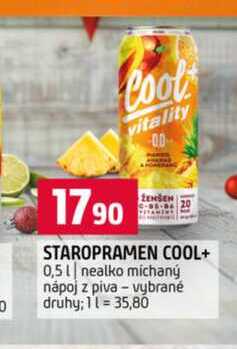 STAROPRAMEN COOL+ 0,5l nealko míchaný nápoj z piva vybrané druhy