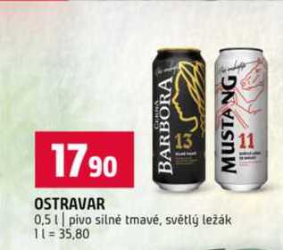 OSTRAVAR 0,5l pivo silné tmavé, světlý ležák 