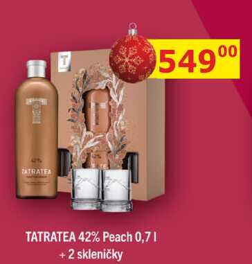 TATRATEA 42% Peach 0,7l +2 skleničky 