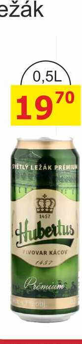 Pivovar Kácov Hubertus Pivo světlý ležák 0,5l plech