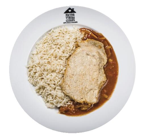 Srbský vepřový kotlet s dušenou rýží
