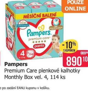 Pampers Premium Care plenkové kalhotky Monthly Box vel. 4, 114 ks 
