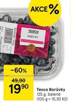 Tesco Borůvky, 125 g. balené 