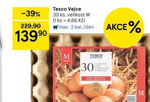 Tesco Vejce, 30 ks, velikost M 